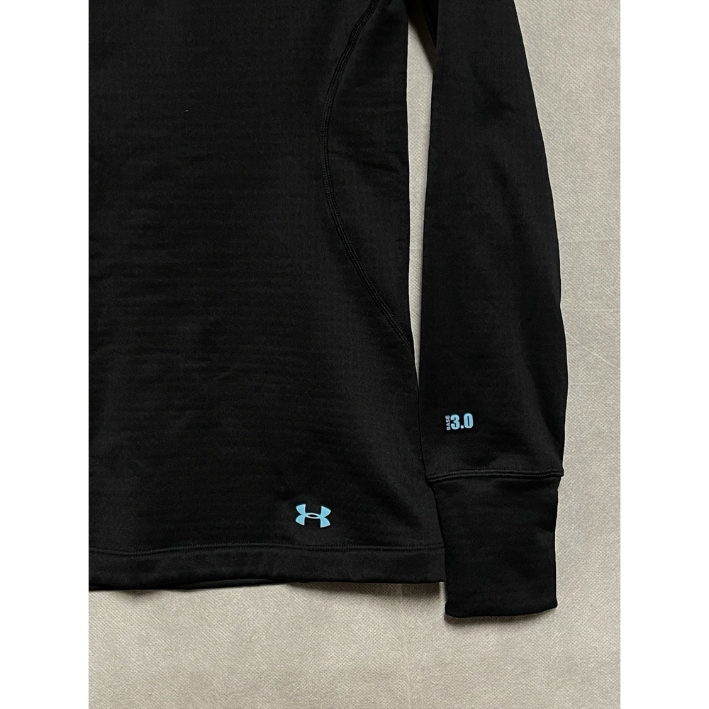Under Armour Shirt Women M Black Coldgear Base 3.0 Layer Fitted L/S Gym Workout